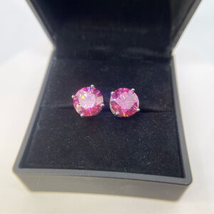 Pink Moissanite Earrings Carat 10 Carat 4 Prong Studs GRA 18K 925